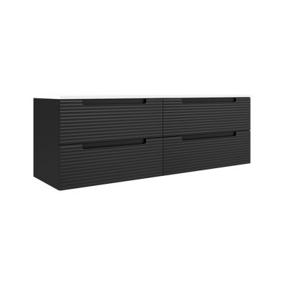 Meuble-lavabo Moncler de 162 cm Ã  double vasque pour montage mural avec comptoir en cÃ©ramique