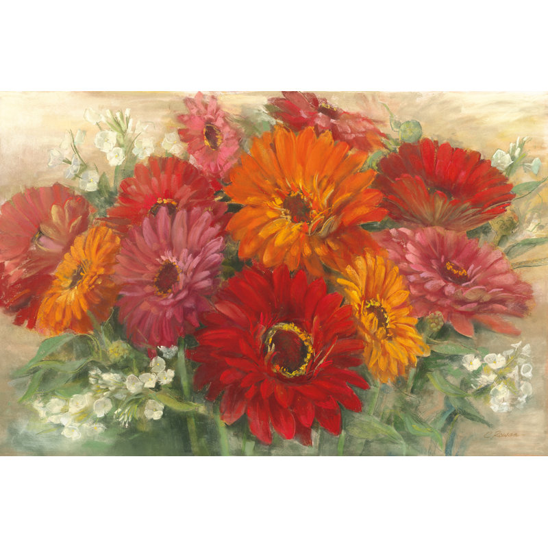 Summer Gerbera Bouquet - peinture sur toile tendue, H 12 po x l 18 po, Non, Toile tendue