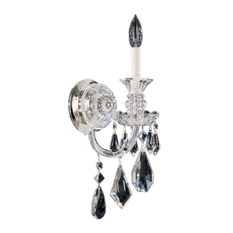 Hamilton 1 - Light Candle Wall Light, Clear / Silver