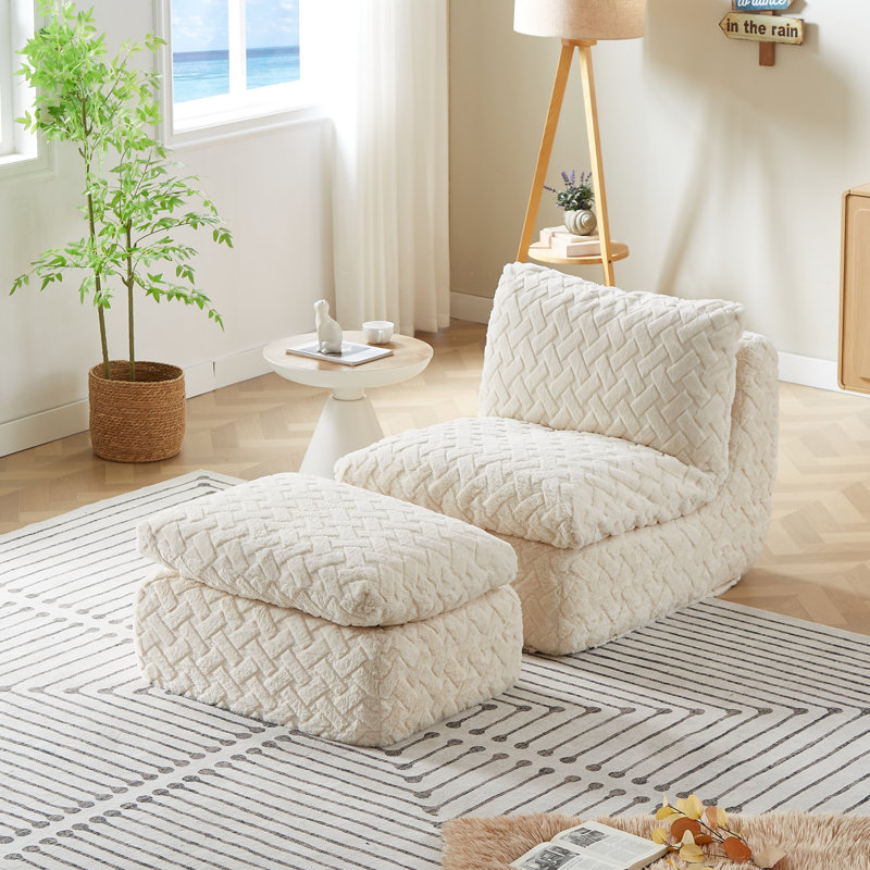 Boneless Full Compression Ergonomic Chair with Swivel and Ottoman, White
