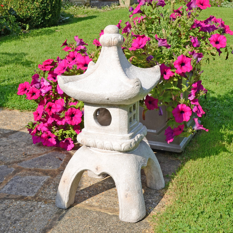 Beaufain PAGODA LANTERN Large 63cm Weathered Light Stone Effect