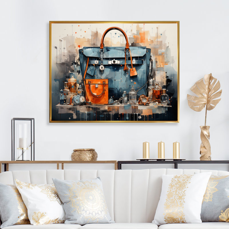 Minimalim Black Handbag - Fashion Canvas Prints, H 34 po x l 44 po x P 1,5 po, Cadre flottant doré