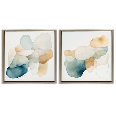 Ensemble de 2 toiles flottantes encadrées de couleur terre pâle, design par Irena Orlov