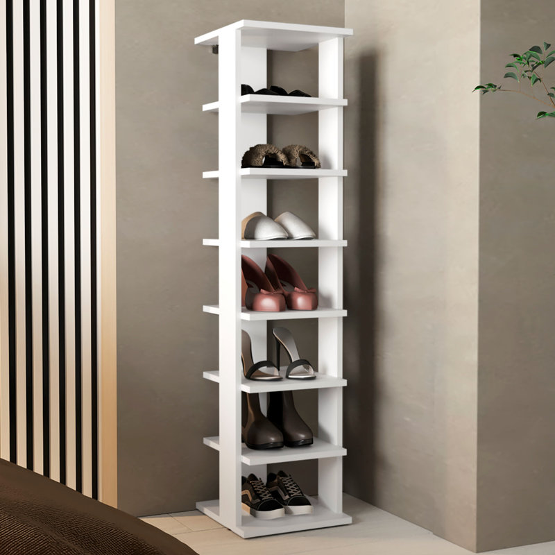 8-Tier Vertical Shoe Rack Wengue, White
