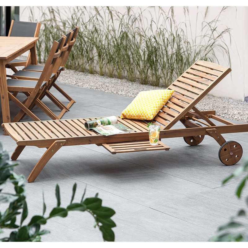Wooler 195cm Long Reclining Acacia Single Chaise