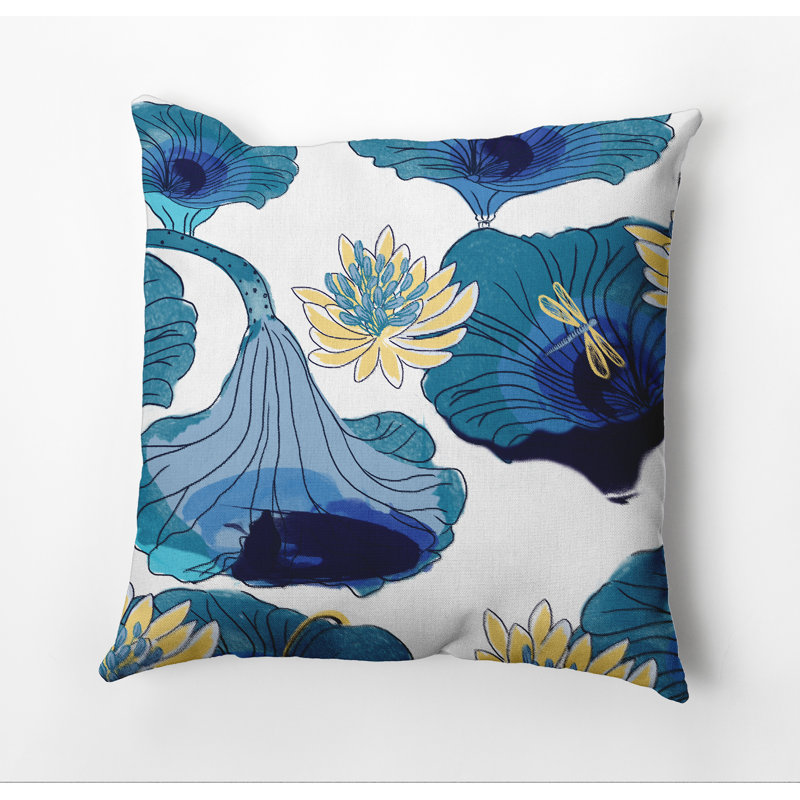 Cuban Flare Floral Reversible Throw Pillow, Teal, 26" x 26"
