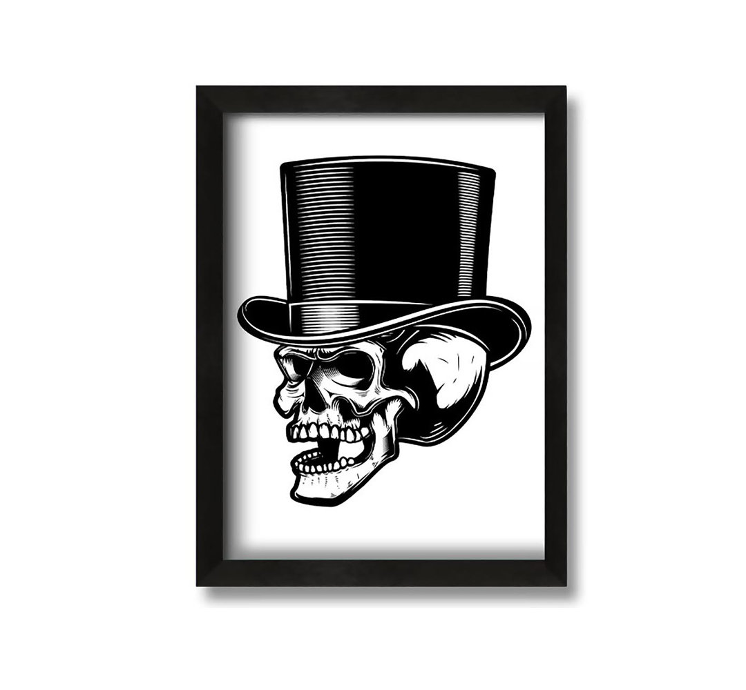 Gerahmtes Leinwandbild Top Hat Skull