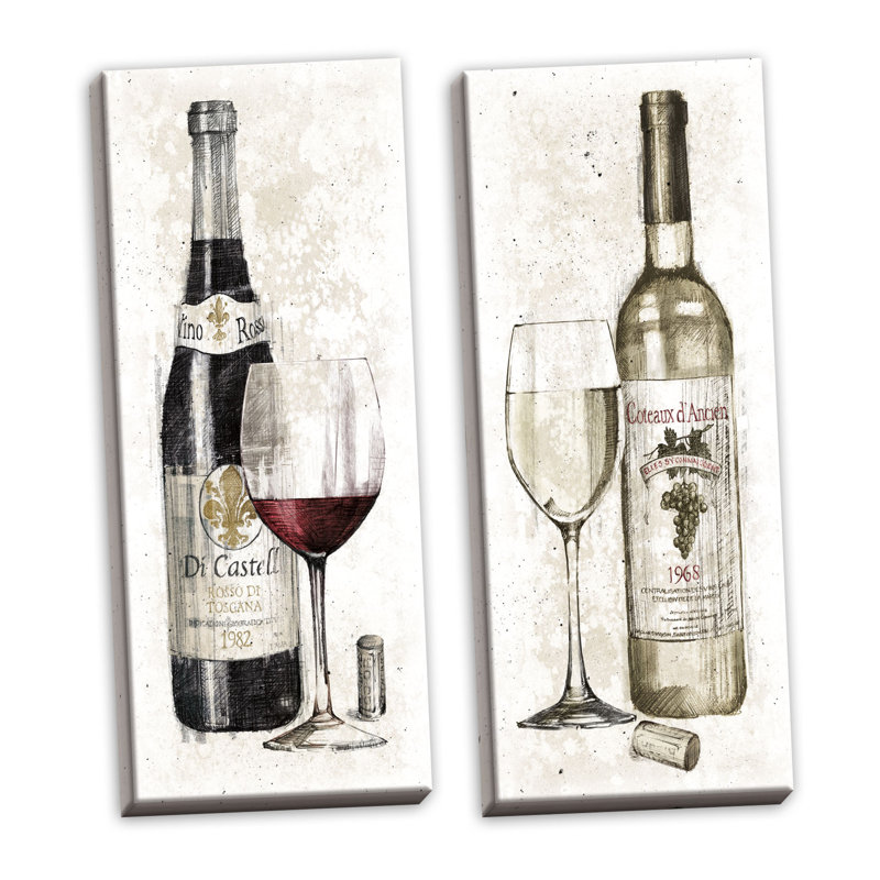 «Pencil Wine I and Pencil Wine II», ensemble de 2 reproductions d'impressions, Toile tendue, H 36 po x l 12 po, Sans cadre