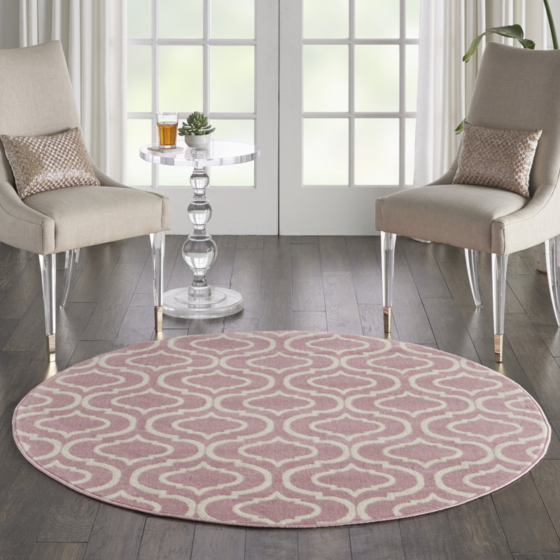 Tapis rose Sheron, Rond 5 pi 3 po
