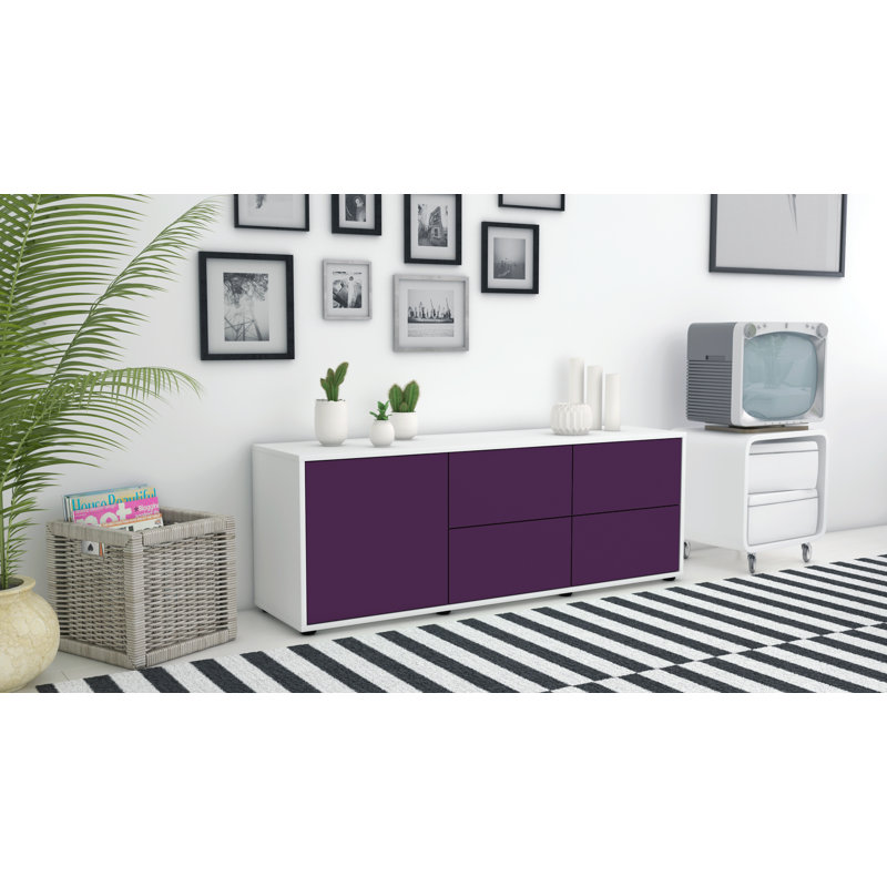 Wulff Unfinished TV Stand for TVs up to 60", Purple / Matte White