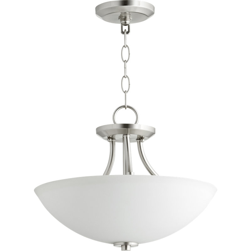 Luminaire suspendu bol 3 lumières unique Brophy, Nickel satiné