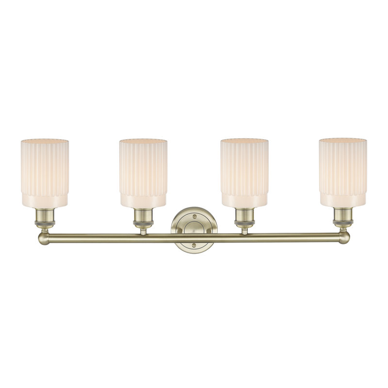Kamena 4 - Light Dimmable Vanity Light, Matte White, Antique Brass