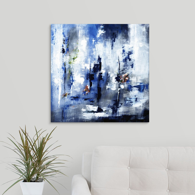 « blue magic », peinture sur toile, Toile tendue, H 24 po x l 24 po x P 1,25 po