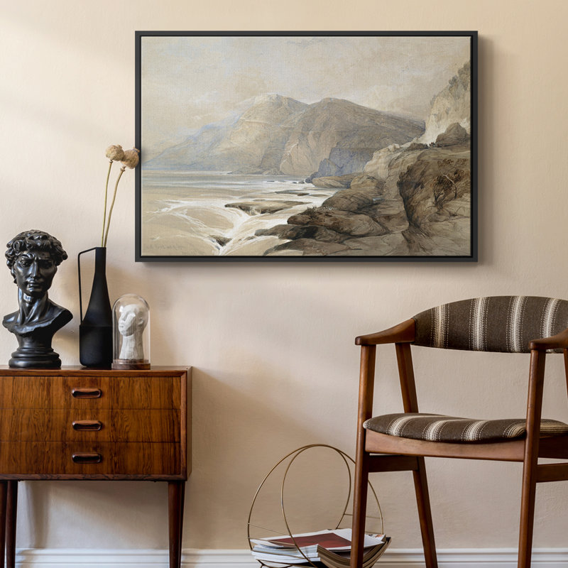 Paysage rétro - XXV, Toile avec cadre flottant noir, H 17 po x l 25 po x P 2 po