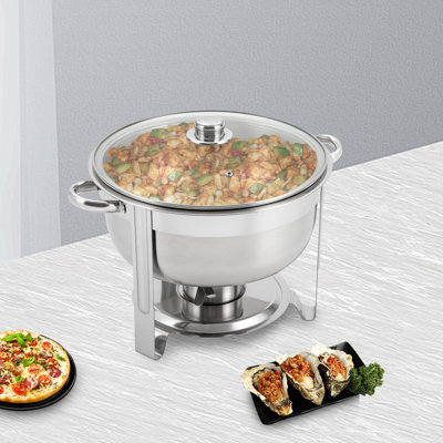 Ensemble de chauffe-plat rond en acier inoxydable 8,5 L / 2,25 gal