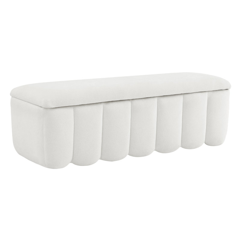 Jeddo Polyester Blend Upholstered Storage Bench, Elite Ivory Linen