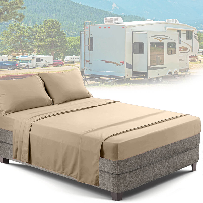 RV/Short Queen Microfiber Sheet Set, Beige