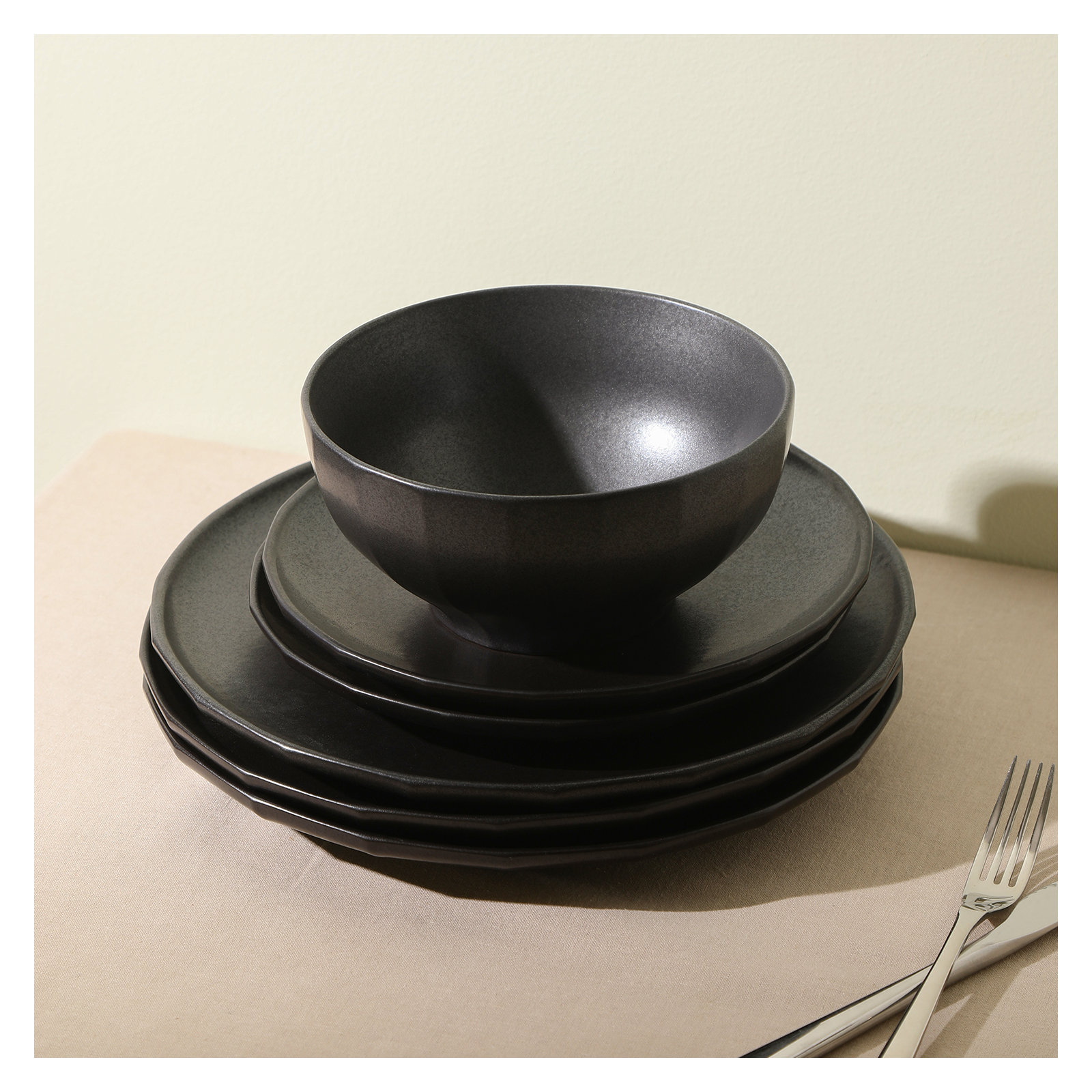 Stone Lain Rio 4-Piece Bowl Set Stoneware, Black