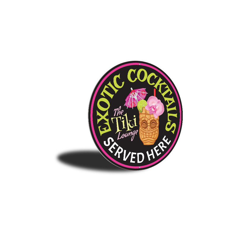 Plaque en aluminium exotique Cocktail Tiki, H 18 po x l 18 po x P 0,06 po