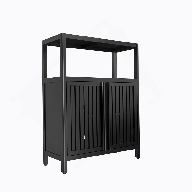 Meuble de rangement noir en bambou à grande capacité pour salle de bain