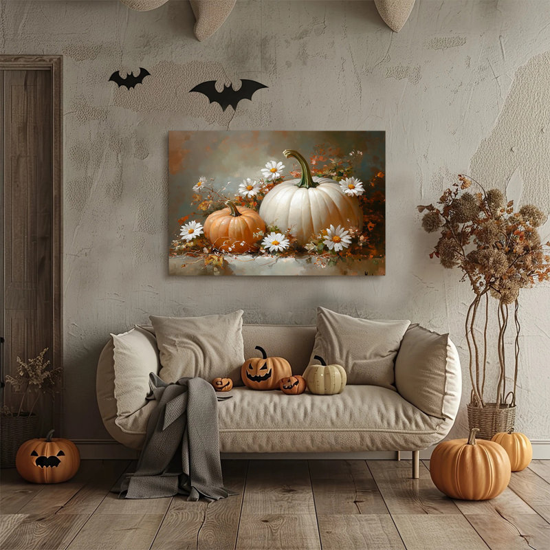 Art mural rétro de citrouille d'Halloween, H 12 po x l 16 po