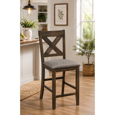 Pereira 26'' Counter Height Bar Stool With X-Back And Nailhead Trim