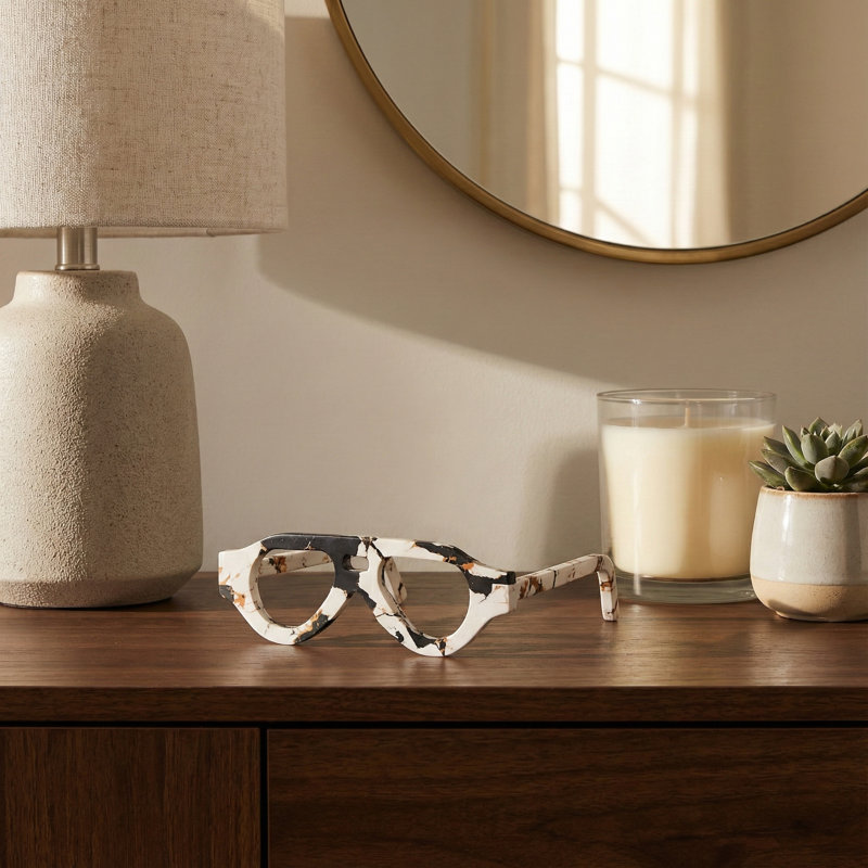 Eyeglass Decorative Object for Home Decor – Modern Sculpture for Shelf Styling, Tabletop Display, or Kitchen Decor – Unique Figurine for Coffee Table or Decorations for Living Room – 9"