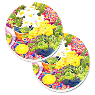 Ceramic Round 2 Piece Car Coaster Set