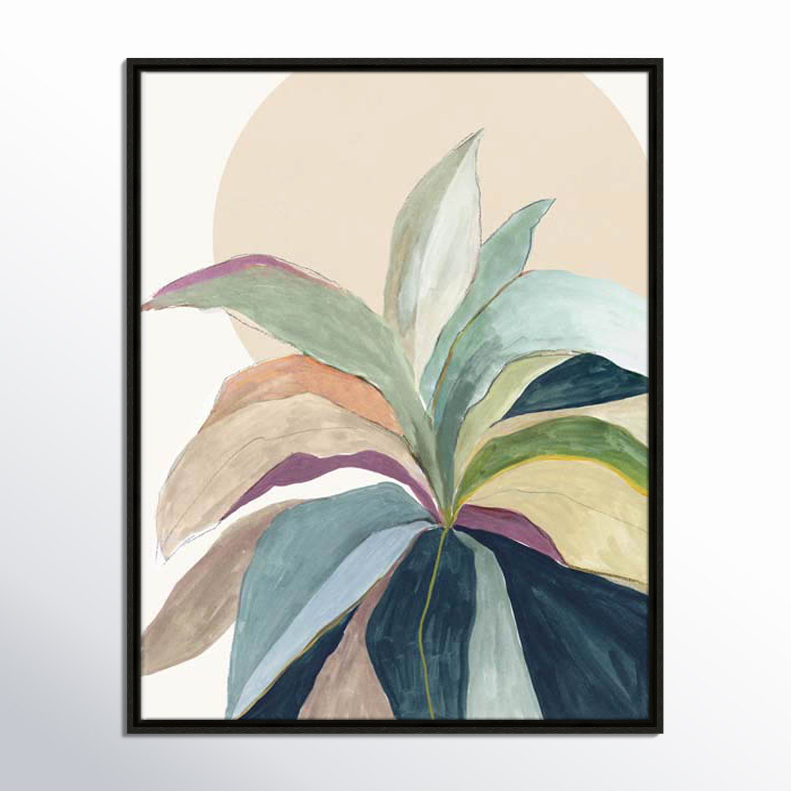 Byer "Sunny Bright Leaves II" Print by Asia Jensen, No Mat, Espresso Floater Framed, 29.5" H x 23.5" W x 2" D