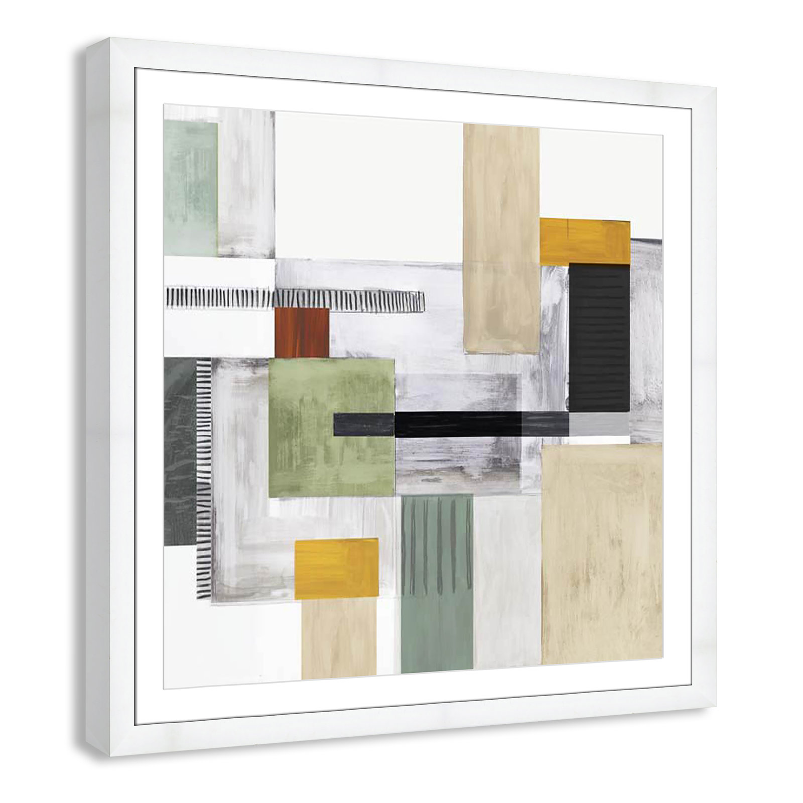 Playful Blocks Print, 37.5" H x 37.5" W x 1.25" D, White Cube Framed