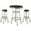 Ensemble de table bistro 3 pièces noire ronde des années 1950