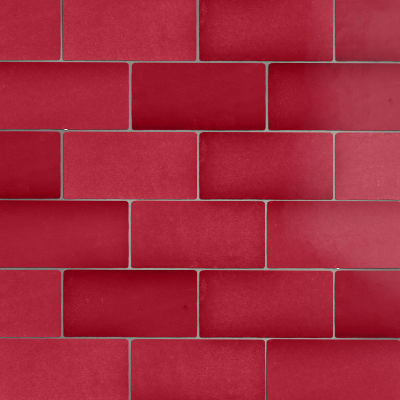 Antic Special 3" x 6" Ceramic Vintage Subway Tile, Special Red Moon