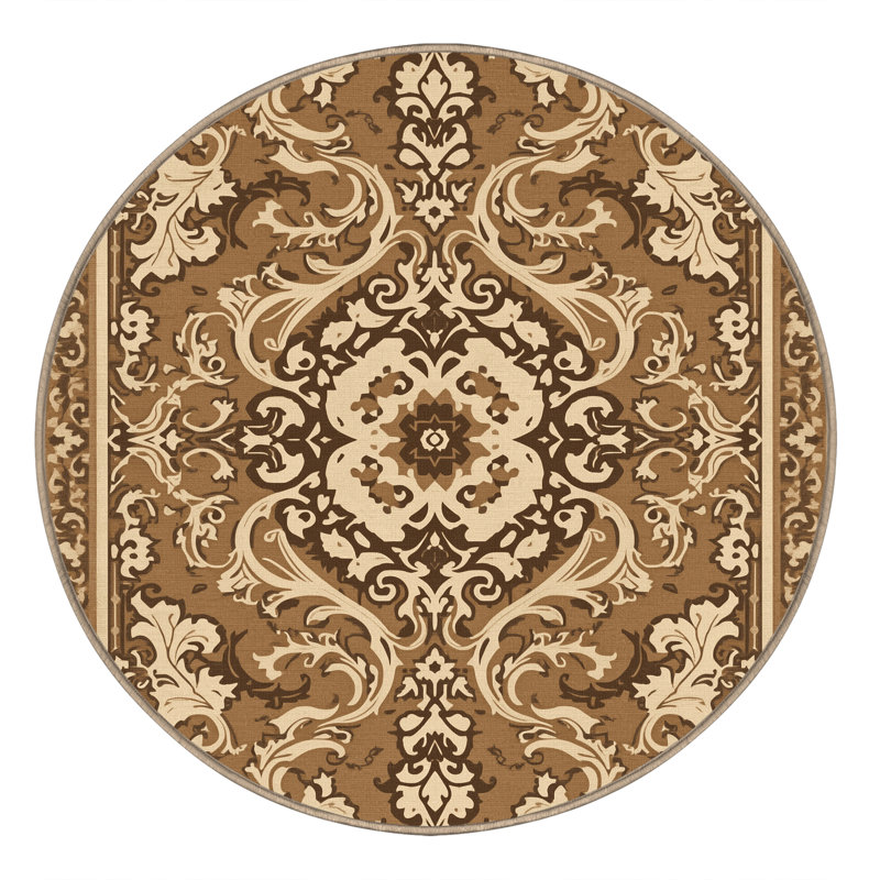 Tapis oriental brun doux et moelleux de style Midwood, 7' Round