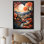 Farmhouse Harmony Papercut - Reproduction d'art mural paysage et nature