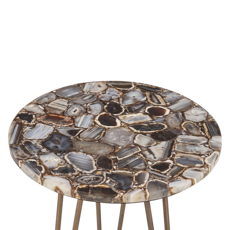 Table d'appoint 17 po Mumbai en agate de pierre avec base en fer