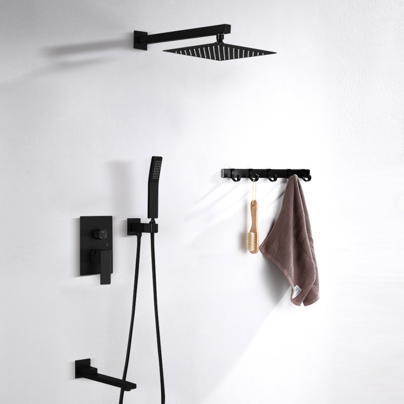 Système de douche complet à aiguilleur, Noir mat