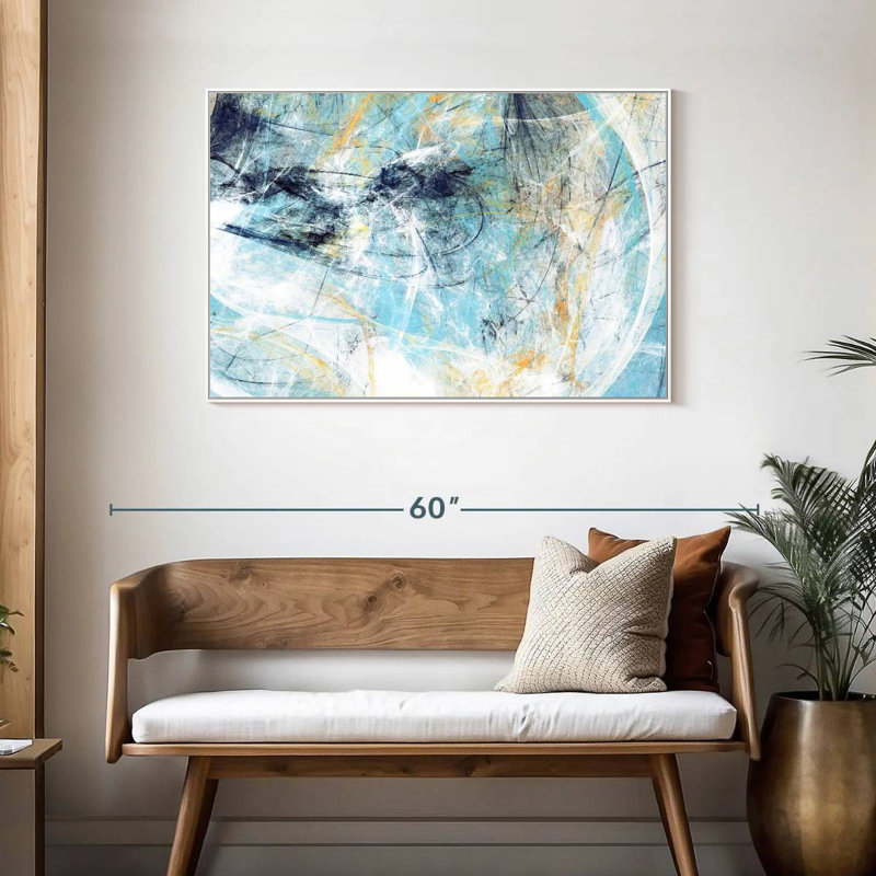 Texture dynamique Kalea, Cadre flottant blanc, 43 po x 29 po