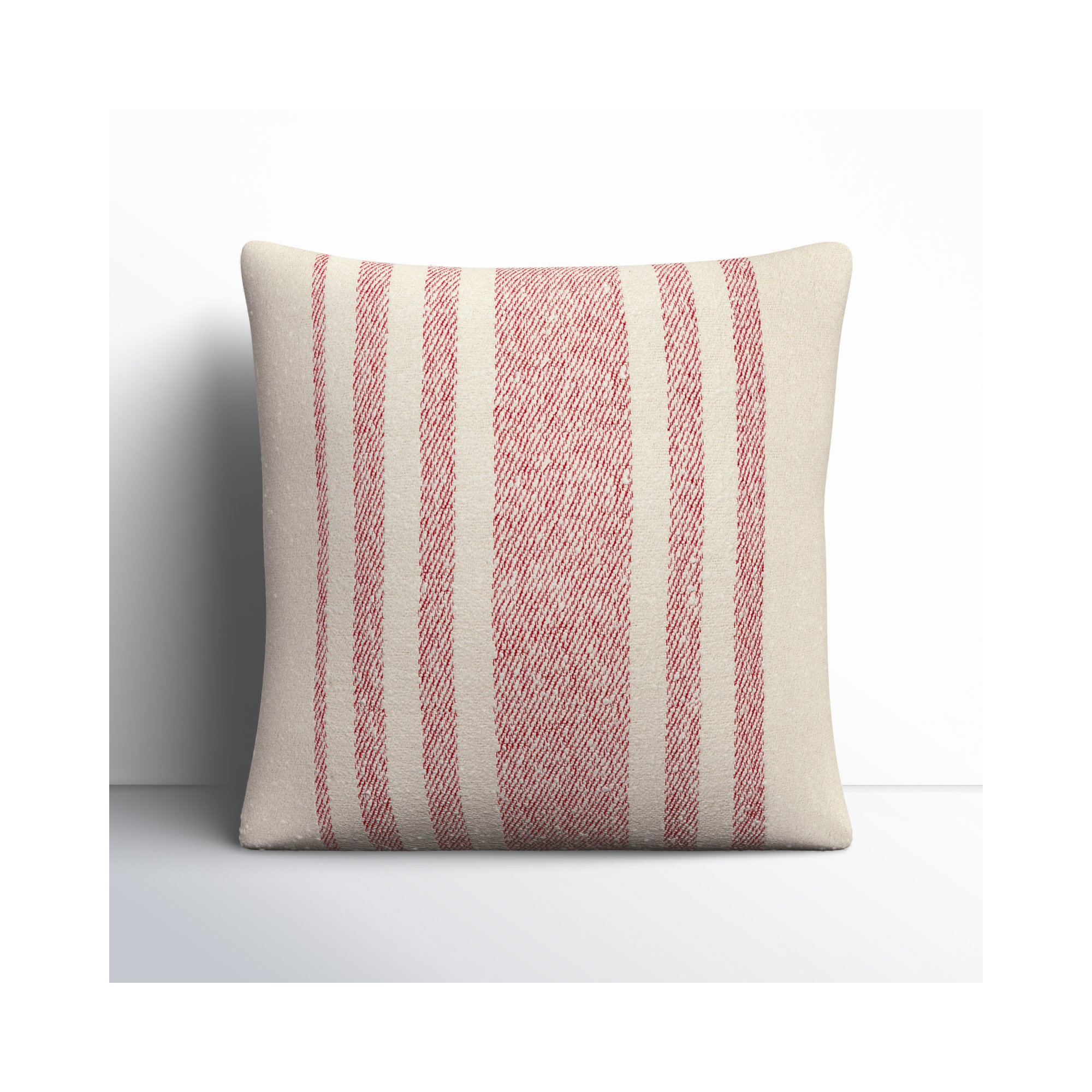 Sorden Striped Cotton Throw Pillow, 18" x 18", Coral, Polyester/Polyfill