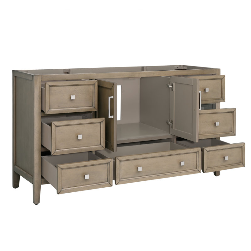 Overstreet 60" Single Bathroom Vanity Base Only, Chêne gris