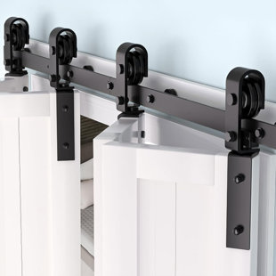 36"/52"/72" Bi-Folding Sliding Barn Door Hardware Kit for 2/4 Doors, Heavy Duty Bi Fold Barn Door Hardware Track Kit