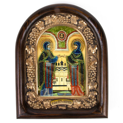 Saint Pierre et Saint Fevronia, perles, icône Orthodoxe