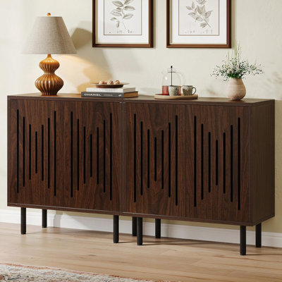 Set Of 2 59" Buffet Sideboard Cabinet With Adjustable Shelves & Storage For Living & Dining Room