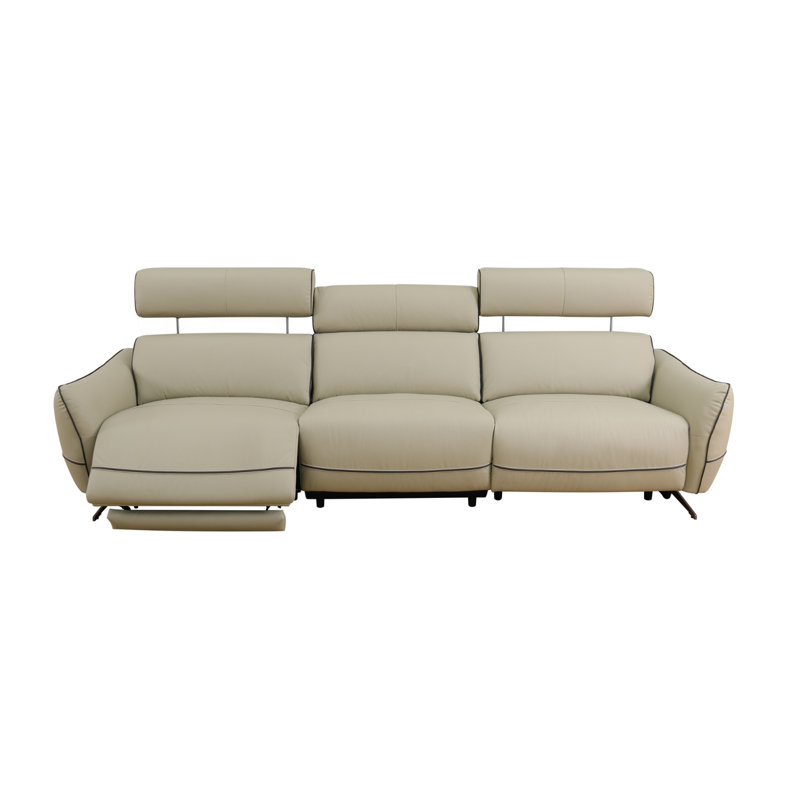 Top Grain Leather And Pvc 3-piece Living Room Recliner Sofa Set