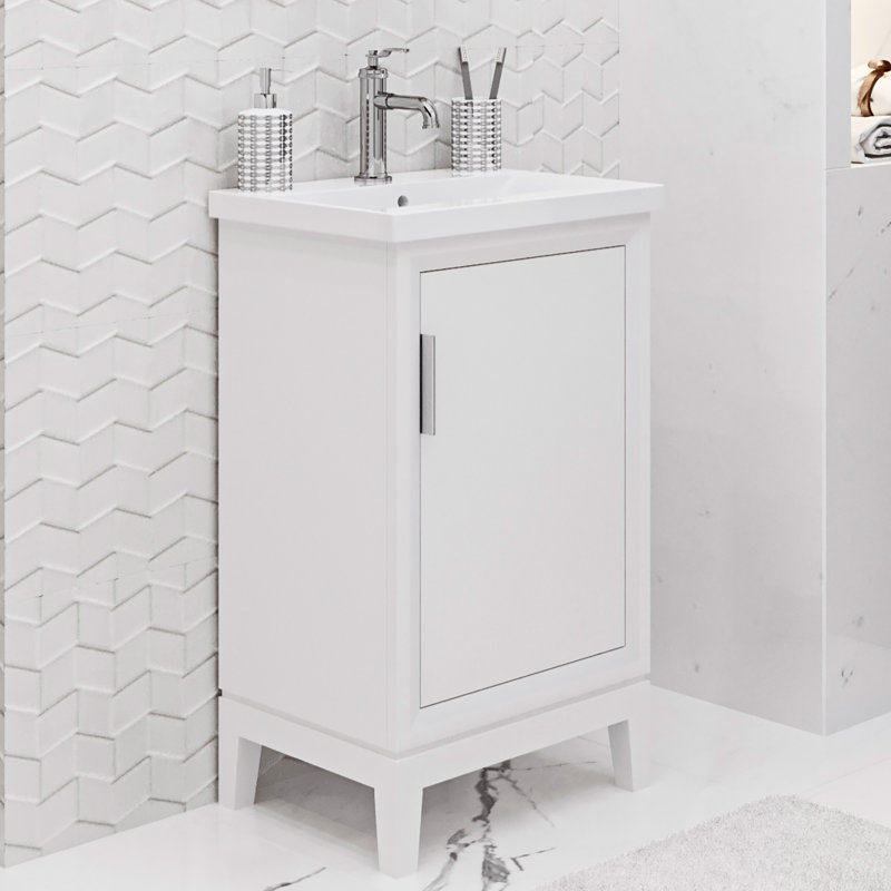 Ensemble de meuble-lavabo simple 21 po Finkbeiner, Blanc pur, Argent argent