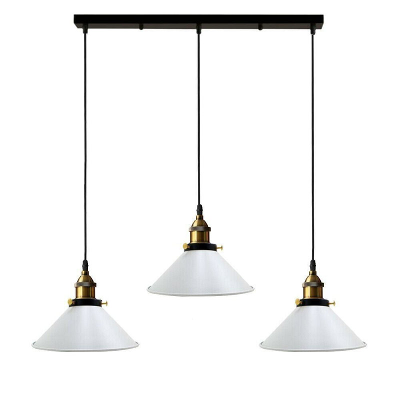 Latshaw 3-Light Kitchen Island Cone Pendant, White