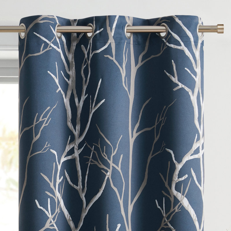 Kingdom Branch Blackout Curtain Panel, Blue, 40" W x 84" L