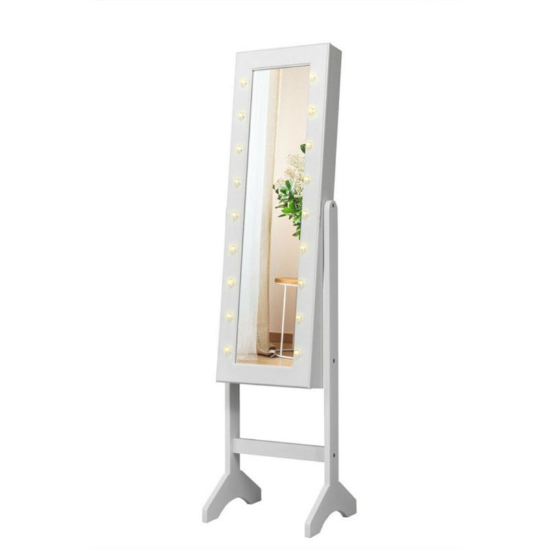 Armoire à bijoux avec miroir Bhanweri, Blanc