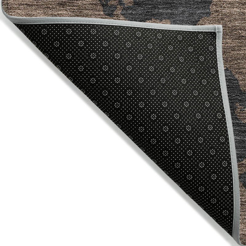 Chocolate Abstract Washable Synthetic 9' x 12' Rug