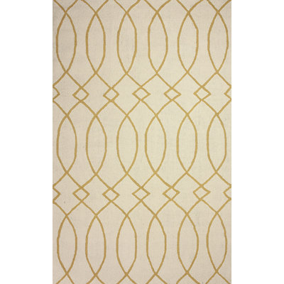 Tapis de zone beige crocheté à la main Cowles