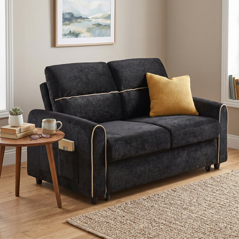 Canapé-lit à 2 tiroirs en chenille Omni l 58 po x P 35 po x H 31 po Omni
